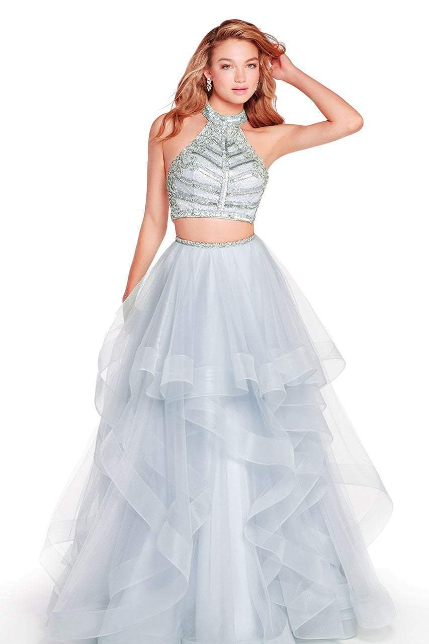 Alyce Paris - 60193 Beaded High Neck Two-Piece Tulle A-line Gown In Blue