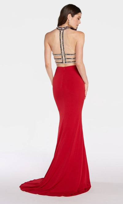 Alyce Paris - 60196 Embellished Two Piece Jersey Dress in Red