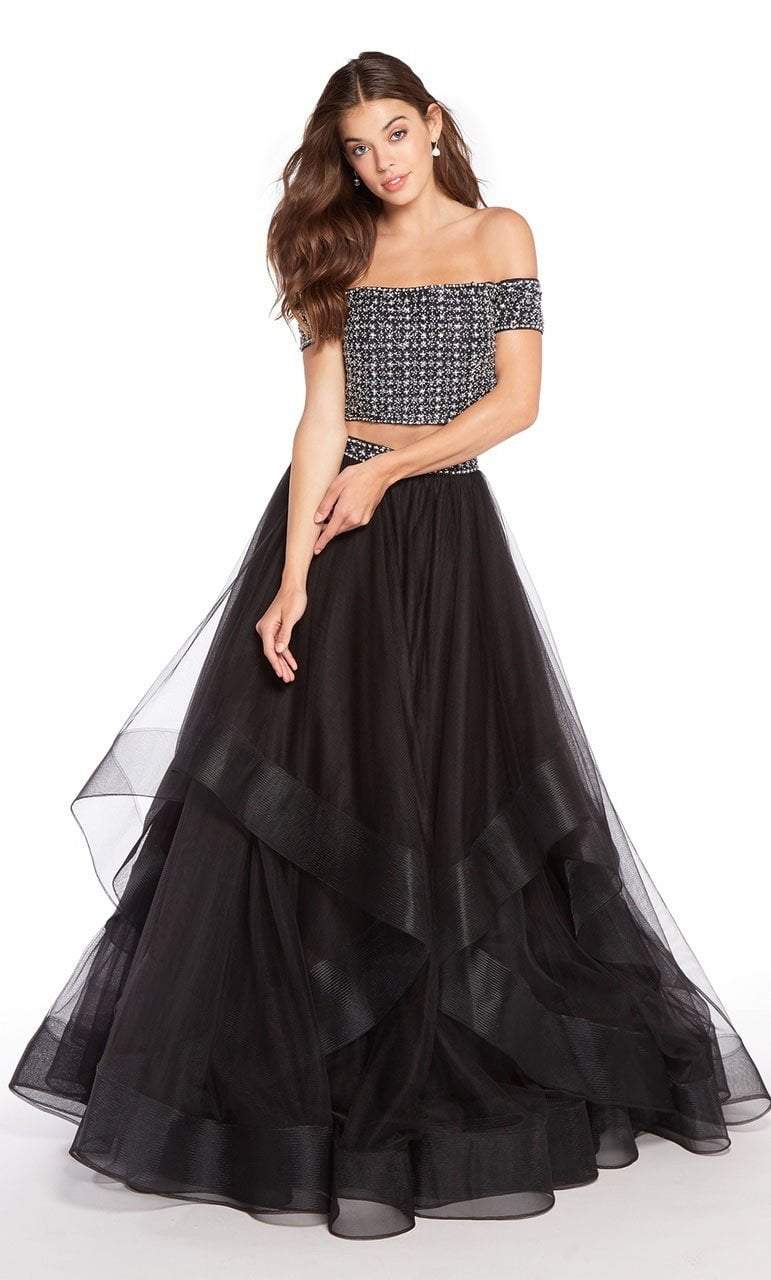 Alyce Paris - 60208 Embellished Two Piece Tulle Ballgown In Black