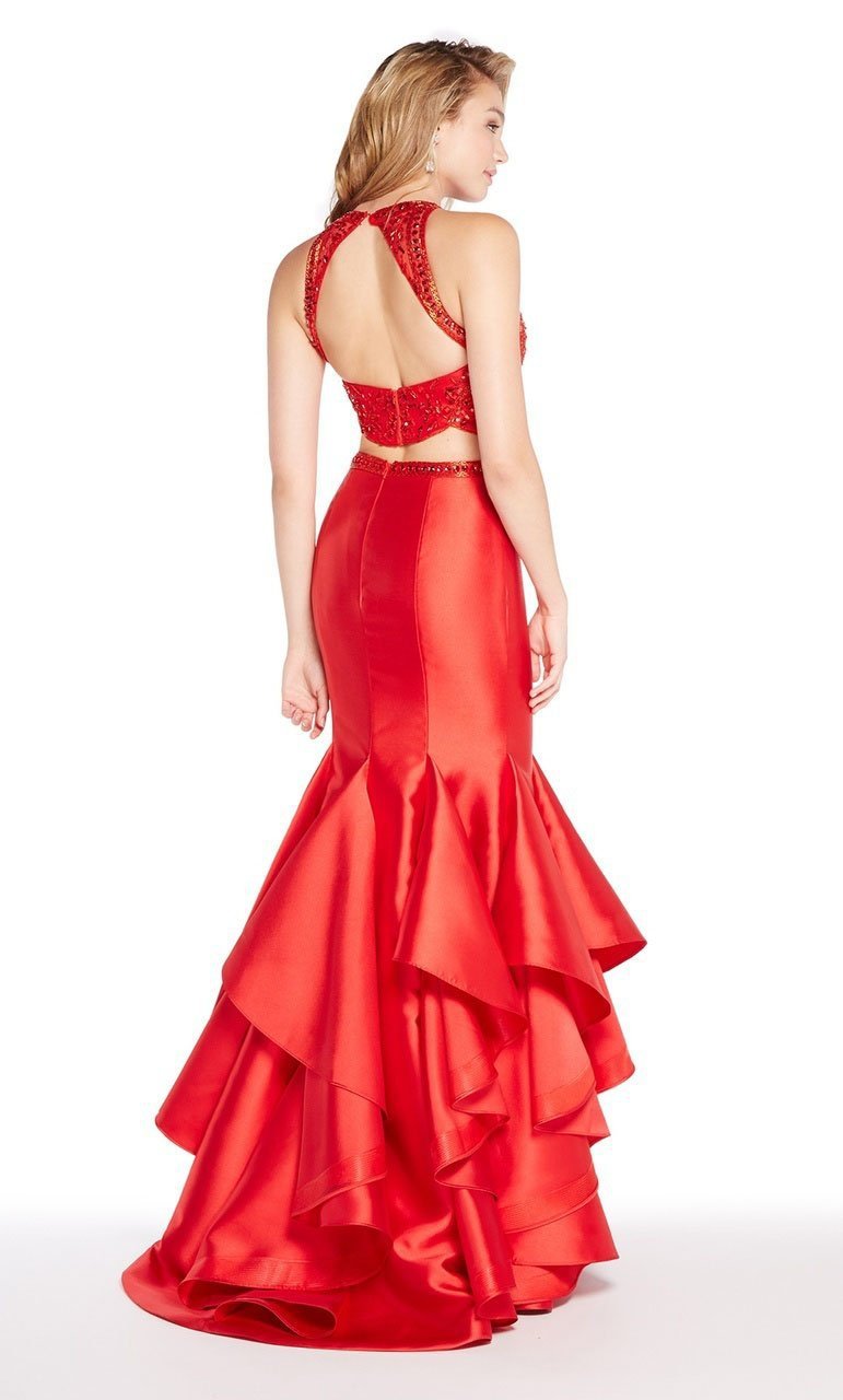 Alyce Paris - 60215 Jewel Neck Two-Piece Mikado Mermaid Gown In Red