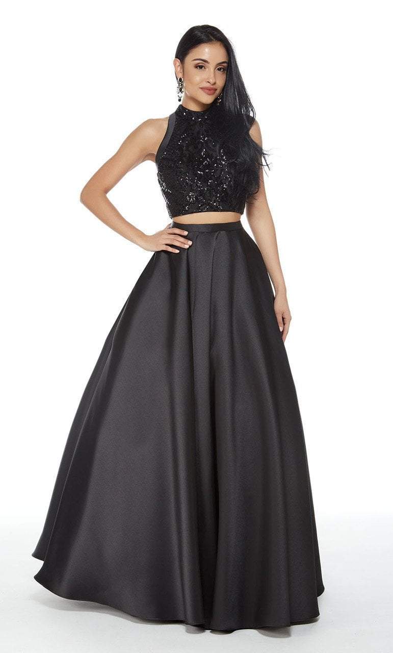 Two Piece Sequined Mikado Ballgown in Black