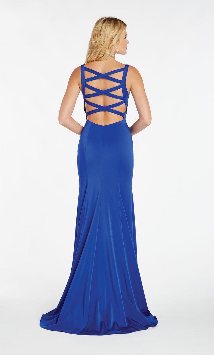 Alyce Paris - 60280 Plunging Illusion V Neck Sleeveless Mermaid Gown In Blue