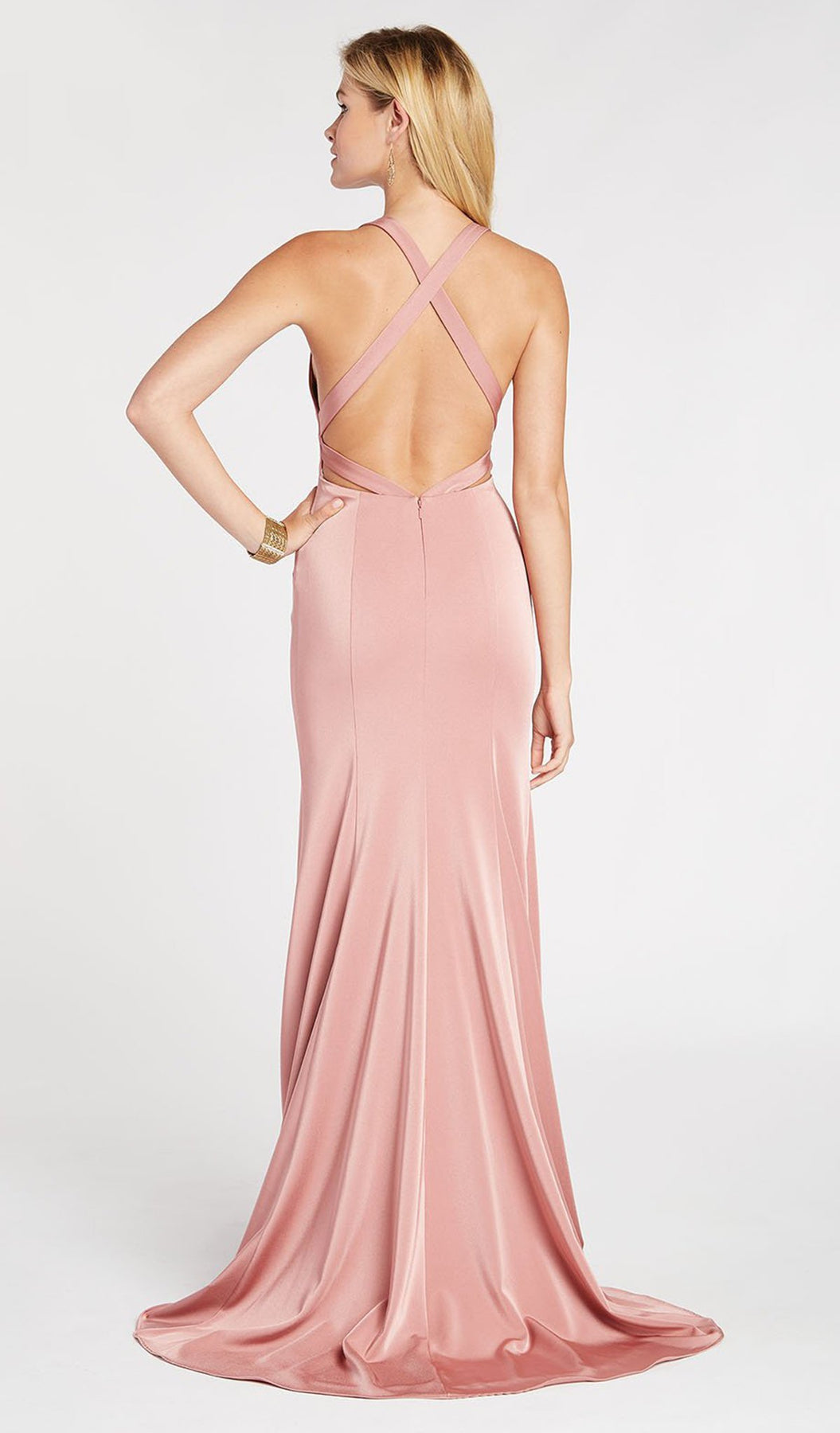 Alyce Paris - 60281 Deep Halter V-neck Stretch Crepe Trumpet Dress In Pink