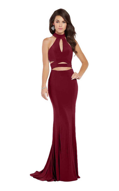 Alyce Paris - 60283 High Halter Multi-Cutout Racerback Gown in Red