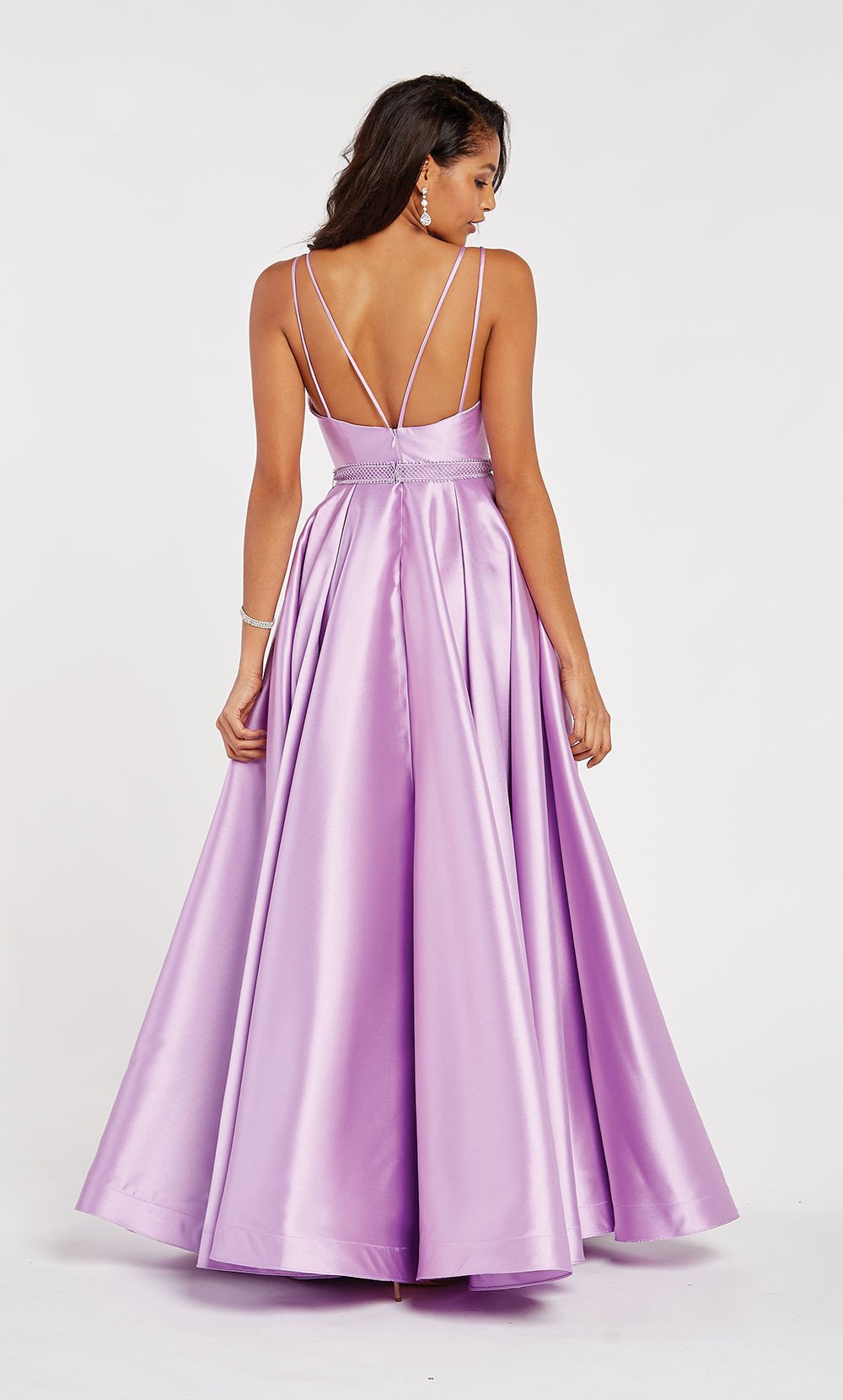 Alyce Paris - 60345 Sleeveless Low V Neck Illusion Mikado A-Line Gown In Purple