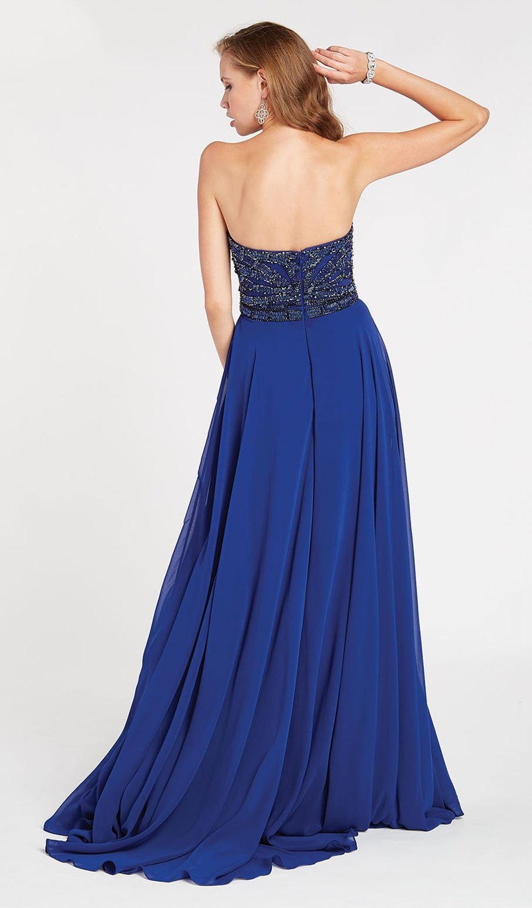 Alyce Paris - 60350 Strapless Beaded Sweetheart Chiffon Gown In Blue