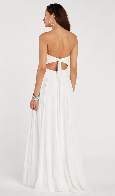 Alyce Paris - 60351 Beaded Strapless Sweetheart Chiffon Gown In White and Silver