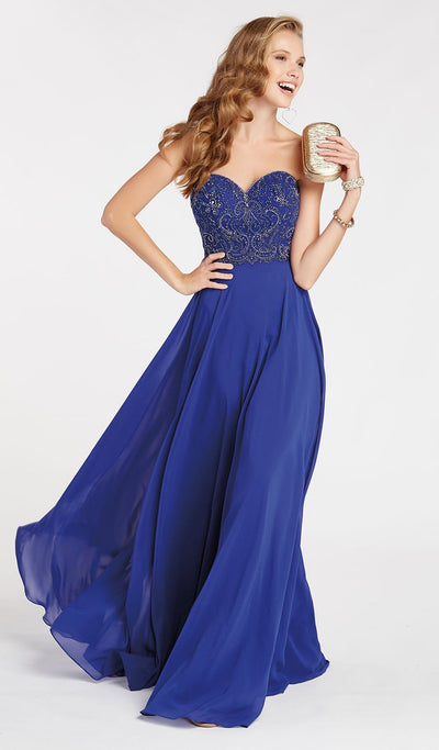 Alyce Paris - 60352 Strapless Embellished Sweetheart A-line Dress In Blue