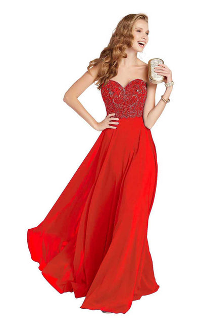 Alyce Paris - 60352 Strapless Embellished Sweetheart A-line Dress in Red