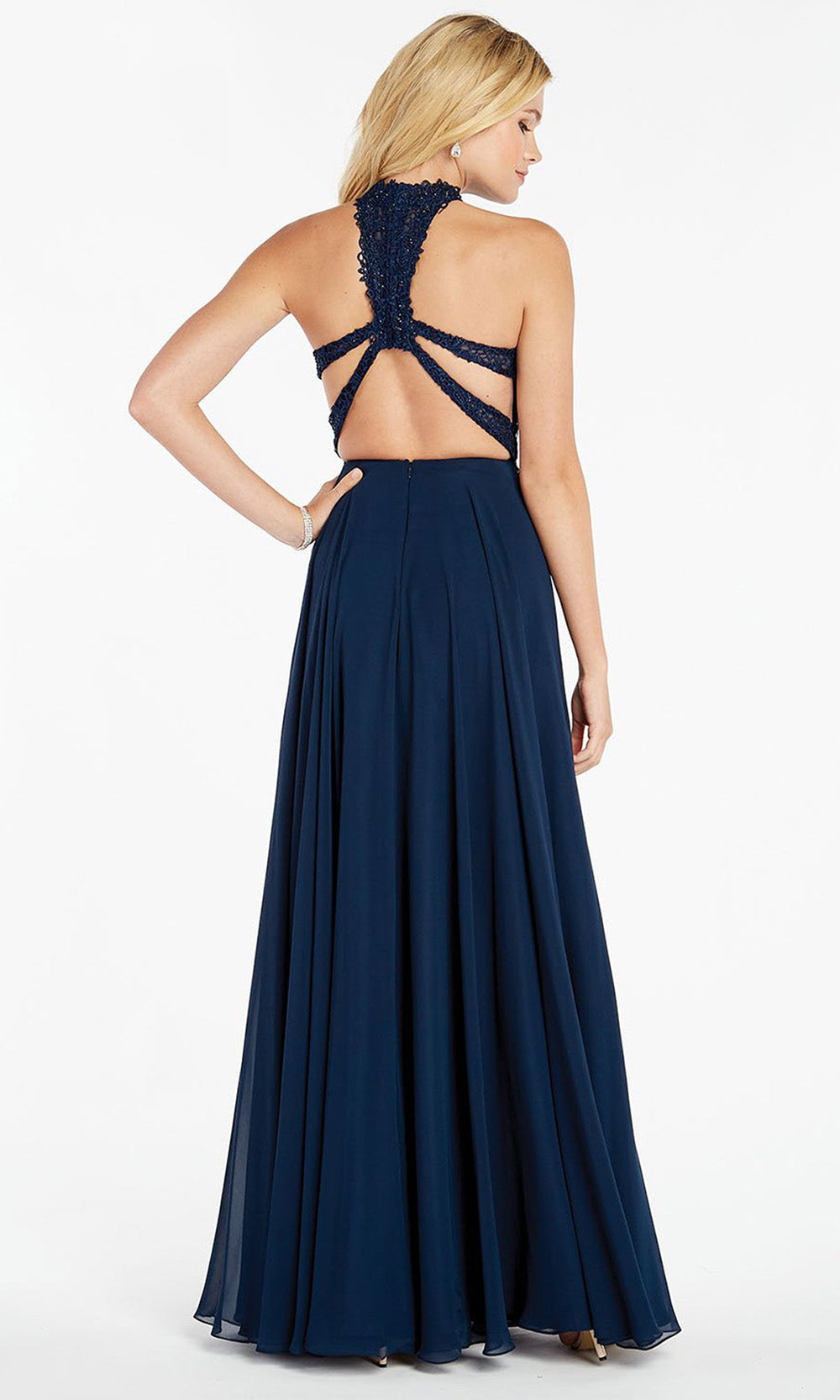 Alyce Paris - High Halter Lace A-Line Gown 60354SC In Blue