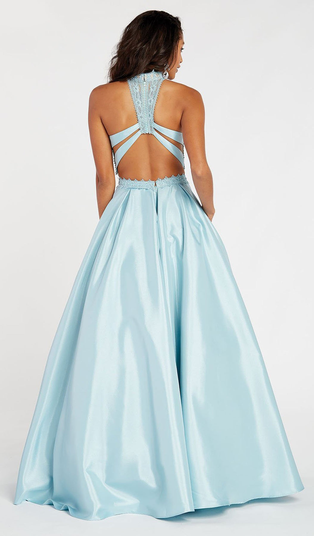 Alyce Paris - 60367 Two-Piece Lace Halter Neck Ballgown In Blue
