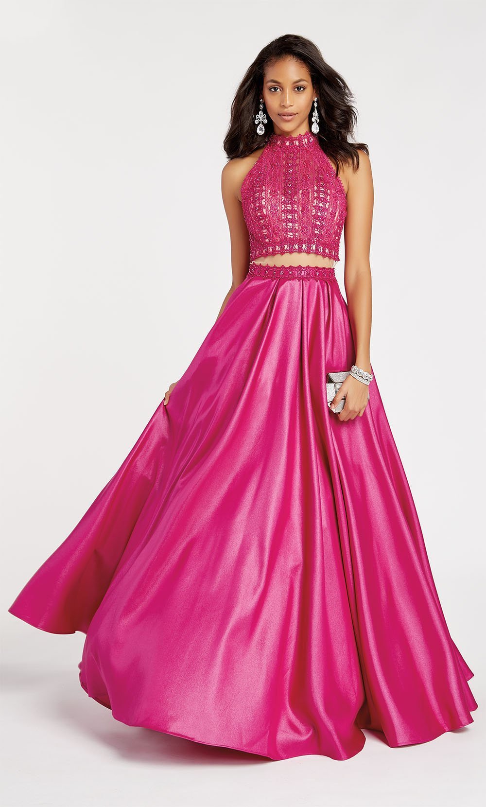 Alyce Paris - 60367 Two-Piece Lace Halter Neck Ballgown In Pink