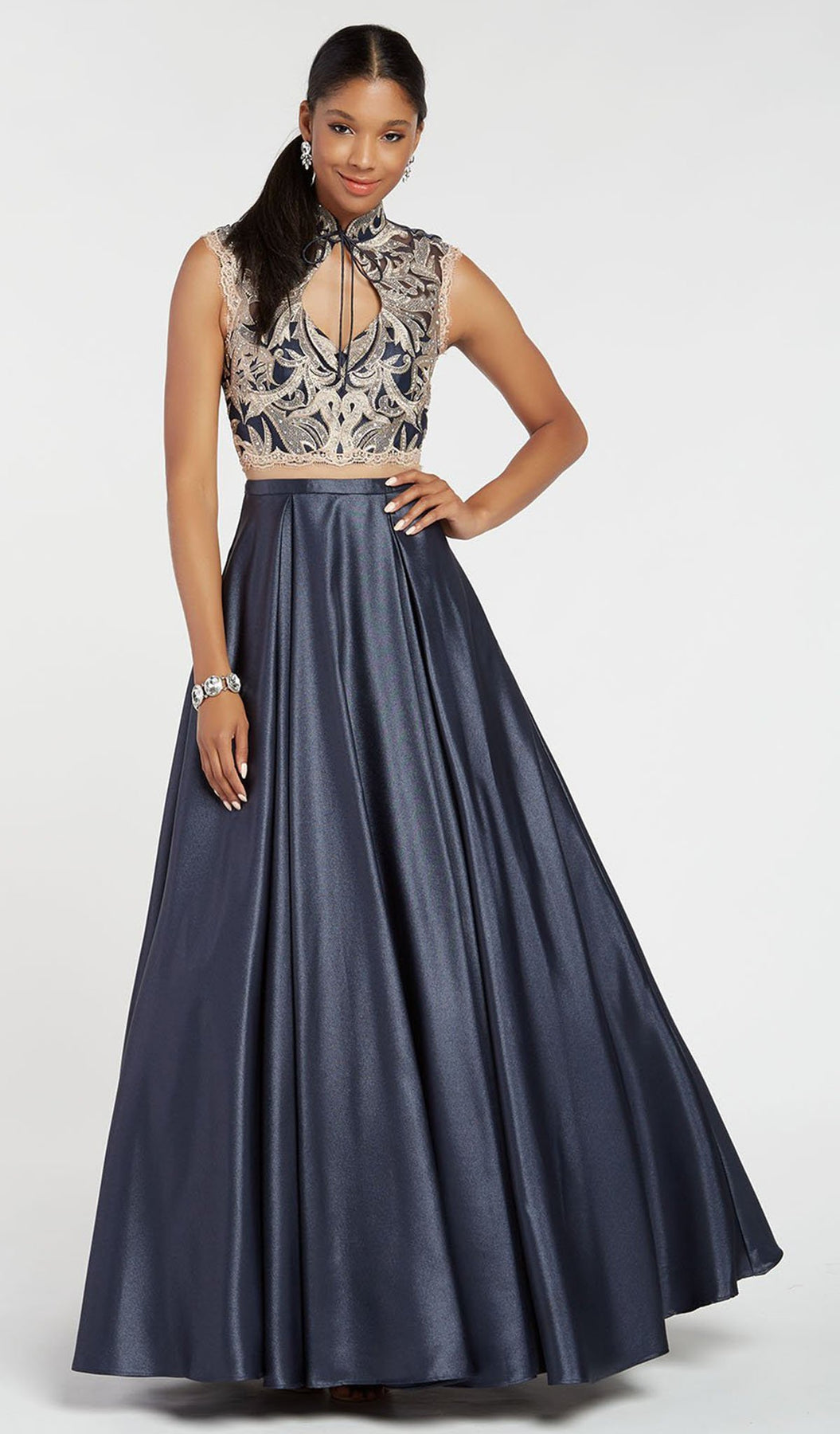 Alyce Paris - 60369 Two Piece Beaded A-Line Ballgown In Blue