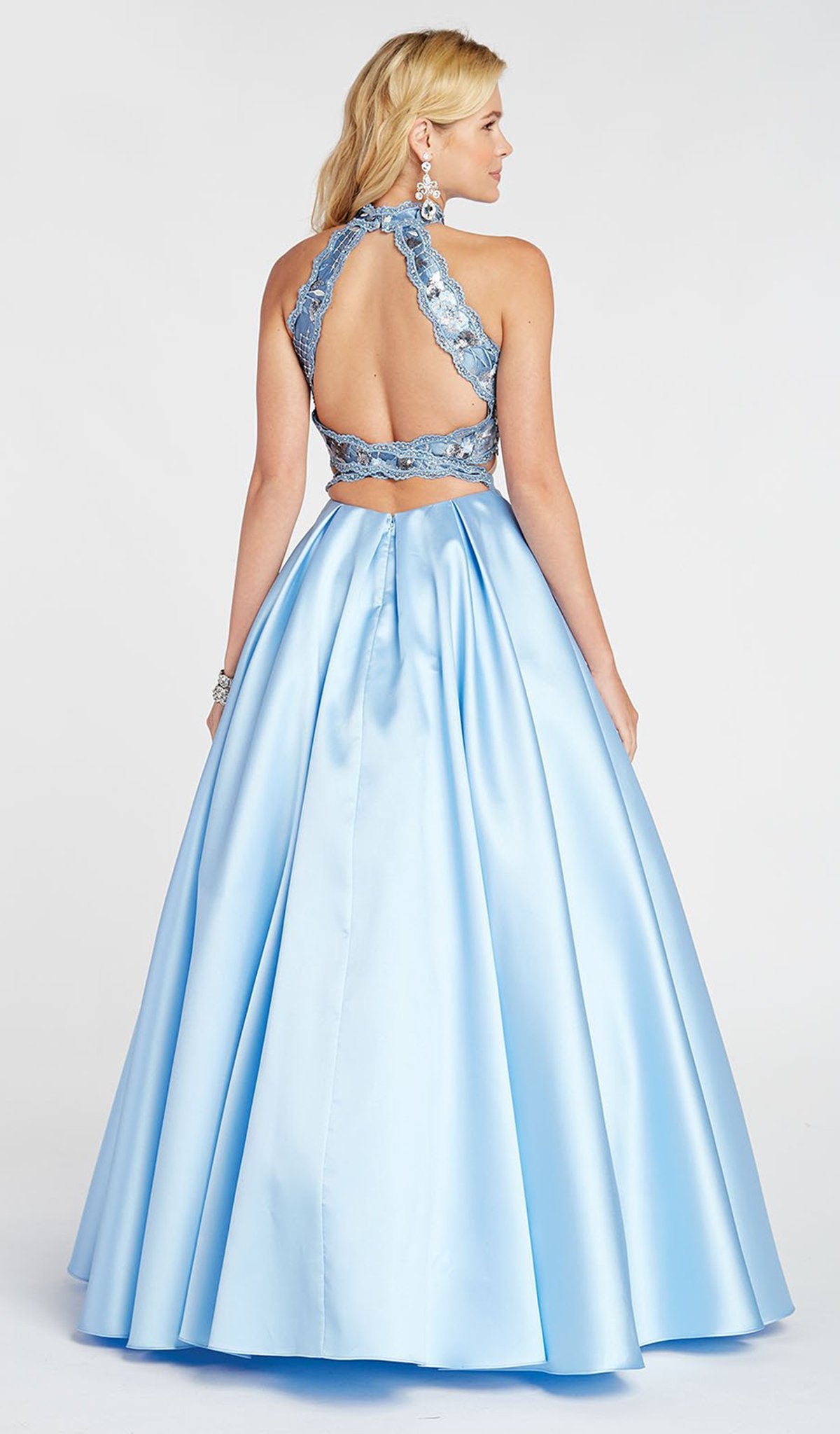 Alyce Paris - 60372 Two-Piece Illusion Paneled Halter Gown In Blue