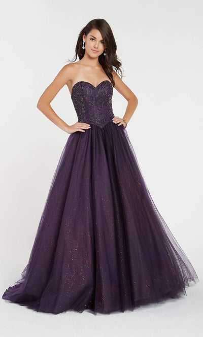 Alyce Paris - 60381 Beaded Strapless Sweetheart Ballgown In Purple