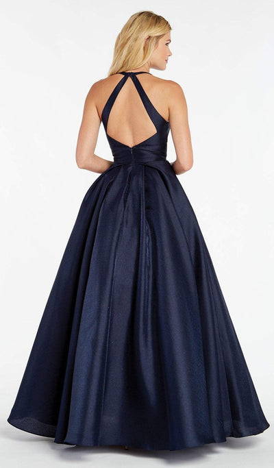 Alyce Paris - 60393 Halter Neck Vibrant Shantung A-Line Prom Dress In Blue