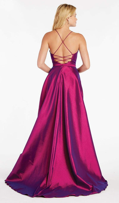 Alyce Paris - 60394 Illusion Plunging Neck High-Low Taffeta Prom Dress Special Occasion Dress