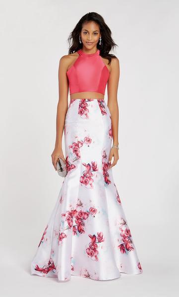 Alyce Paris - 60430 Two Piece Floral Printed Satin Mermaid Dress In Pink
