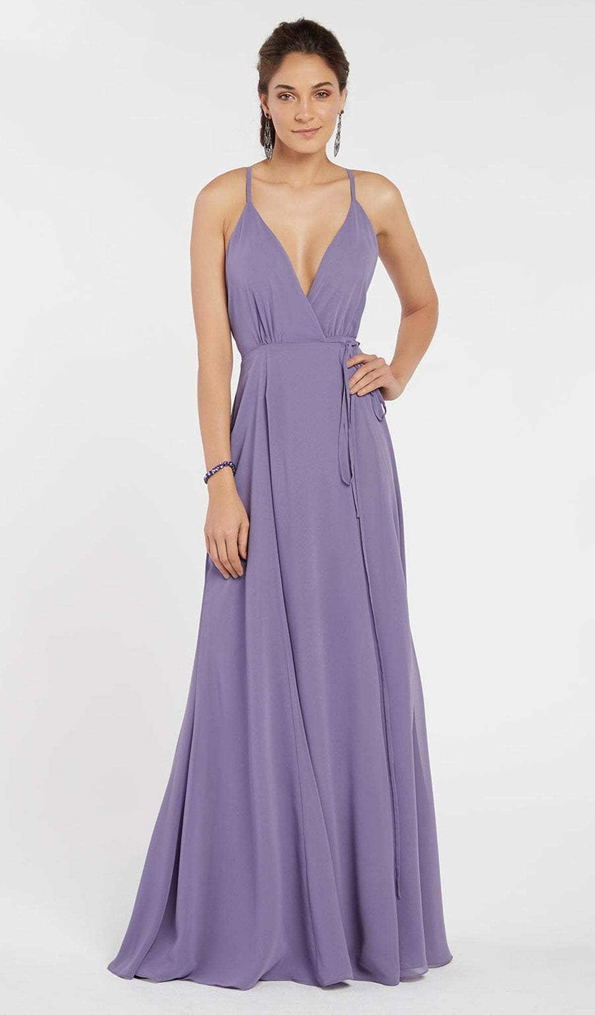 Alyce Paris - 60456 Sleeveless Wrap Style A-Line Gown In Purple