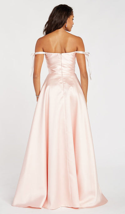 Alyce Paris - 60499 Ribbon Sleeves Off Shoulder Mikado Prom Gown In Orange