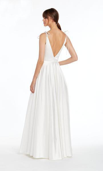 Alyce Paris - 60505 Fitted V-Neck Pleated A-Line Evening Gown In White
