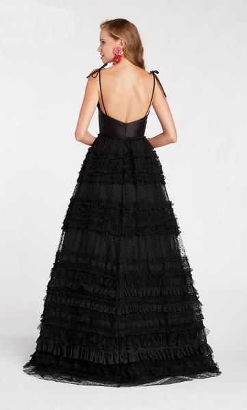 Alyce Paris - 60516 Mikado Scoop Neck Lace A-line Dress In Black