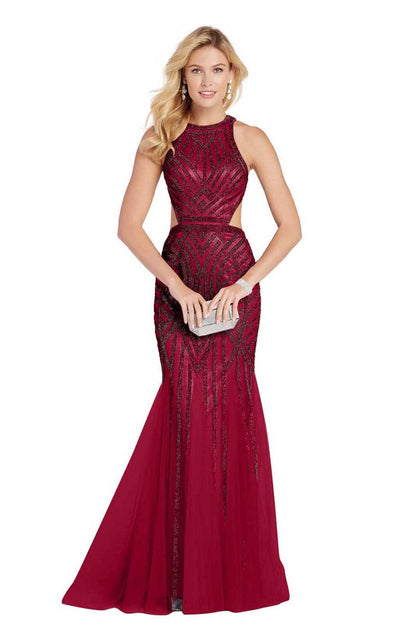 Alyce Paris - 60519 Beaded Midriff Cutout Trumpet Gown in Red