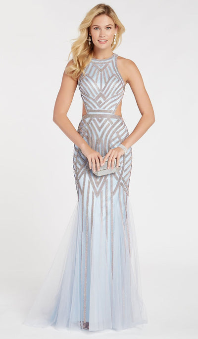 Alyce Paris - 60519 Beaded Midriff Cutout Trumpet Gown In Blue
