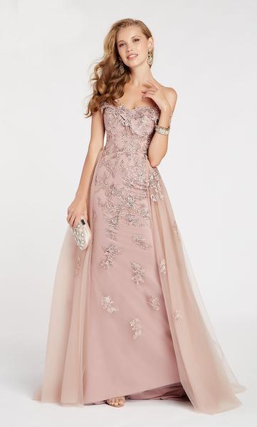 Alyce Paris - 60497 Lace Off-Shoulder Mermaid Dress With Overskirt In Pink