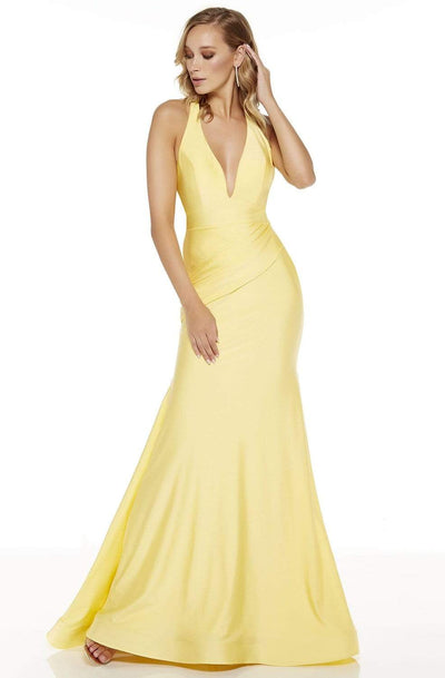 Alyce Paris - 60766 Plain Strappy Back Trumpet Dress Evening Dresses 0 / Yellow