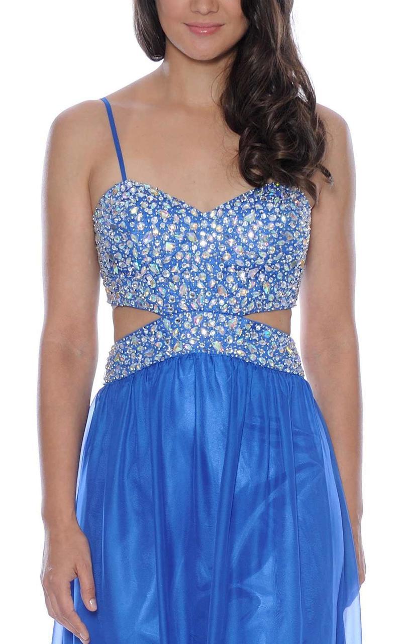 Decode 1.8 - Rhinestone Beaded Sweetheart Gown 182271 in Blue