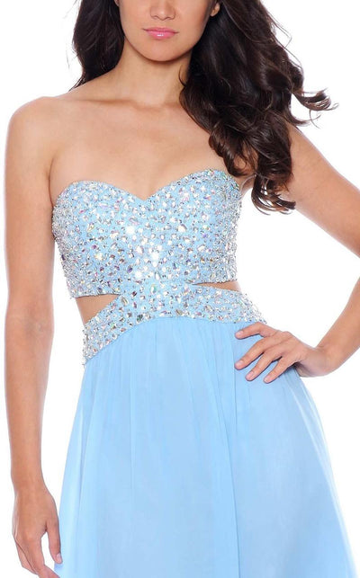 Decode 1.8 - Rhinestone Beaded Sweetheart Gown 182271 in Blue