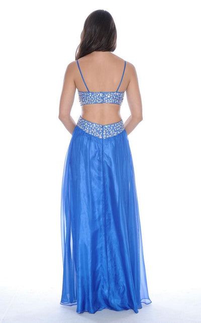 Decode 1.8 - Rhinestone Beaded Sweetheart Gown 182271 in Blue