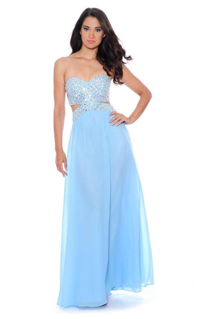 Decode 1.8 - Rhinestone Beaded Sweetheart Gown 182271 in Blue