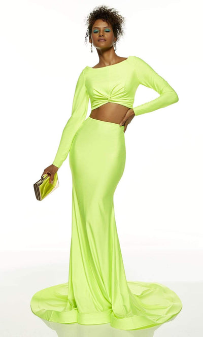 Alyce Paris - 60827 Two Piece Bateau Sheath Gown Evening Dresses 0 / Citronelle