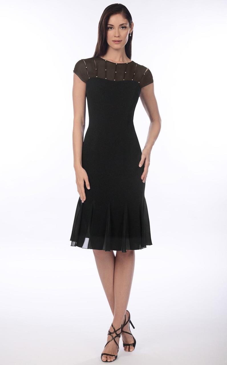 Daymor Couture - Jewel-Affixed Sheer Capsleeve Cocktail Dress 903 In Black