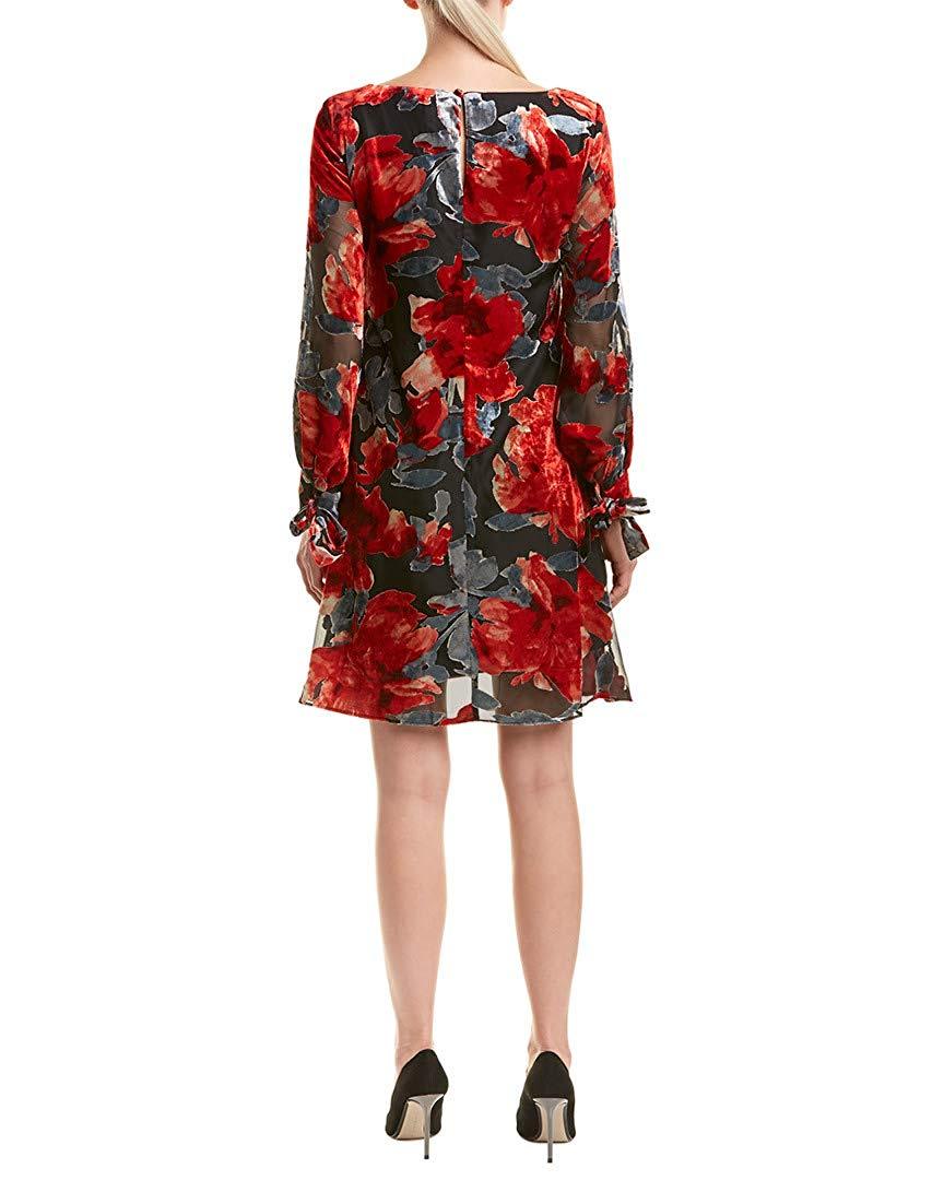 Taylor - 9986M Floral Long Sleeves Cocktail Dress In Red and Gray