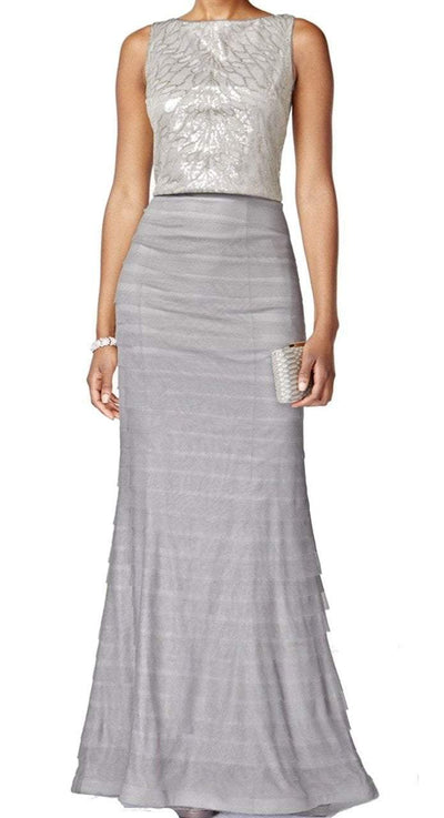 Adrianna Papell - 81928040 Sleeveless Embellished Bateau Sheath Dress in Silver