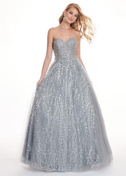 Rachel Allan - 6417 Crystal Embellished Strapless Ballgown In Silver