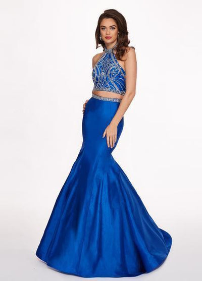 Rachel Allan - 6418 Two-Piece Crystal Bodice Trumpet Gown In Blue