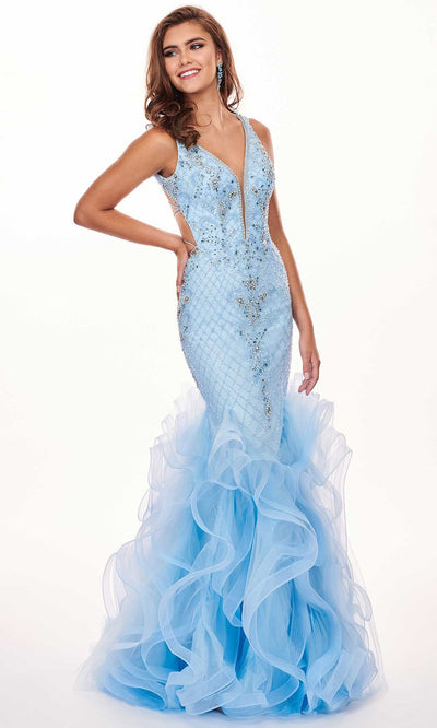 Rachel Allan 6420 - Ruffled Plunging V Neck Mermaid Gown