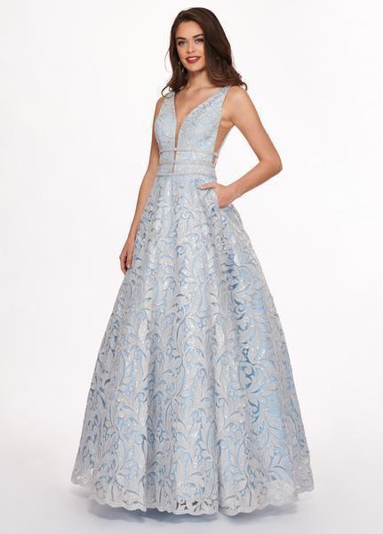 Rachel Allan - 6443 Sequined Embroidered Lace A-Line Gown In Blue