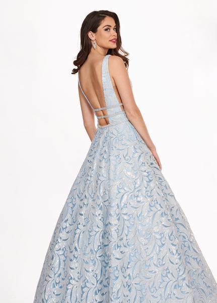 Rachel Allan - 6443 Sequined Embroidered Lace A-Line Gown In Blue