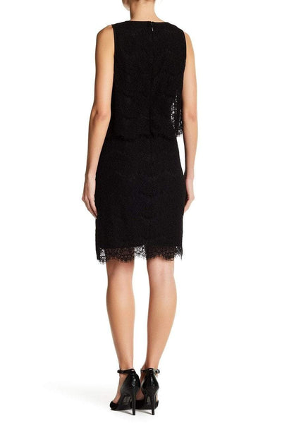 Anne Klein - 10629662 Sleeveless Popover Scalloped Lace Crepe Dress in Black