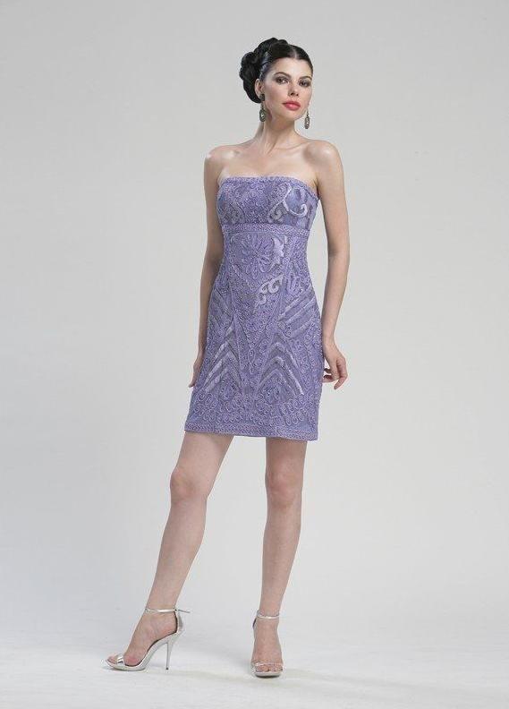Sue Wong - N3145 Strapless Soutache Adorned Sheath Dress in Purple