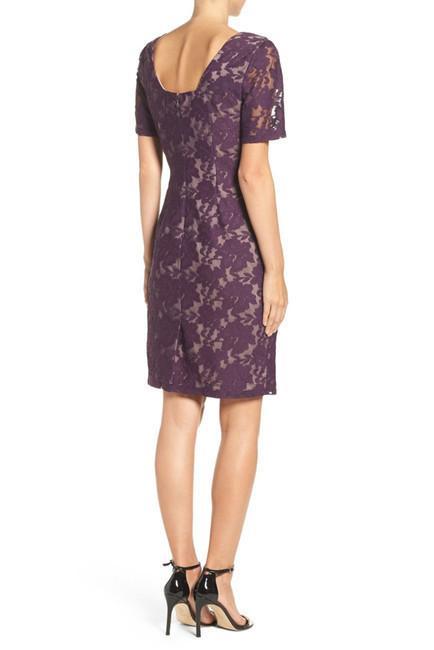 Adrianna Papell - Lace Bateau Sheath Dress AP1D100772  in Purple and Neutral