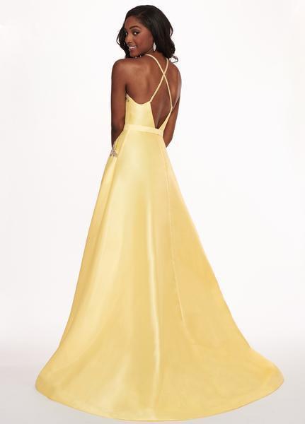 Rachel Allan - 6514 Beaded Halter Shimmer Dupioni A-line Dress In Yellow