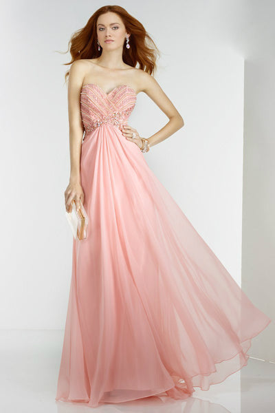 Alyce Paris - 6515C Beaded Strapless Sweetheart A-Line Chiffon Dress In Pink