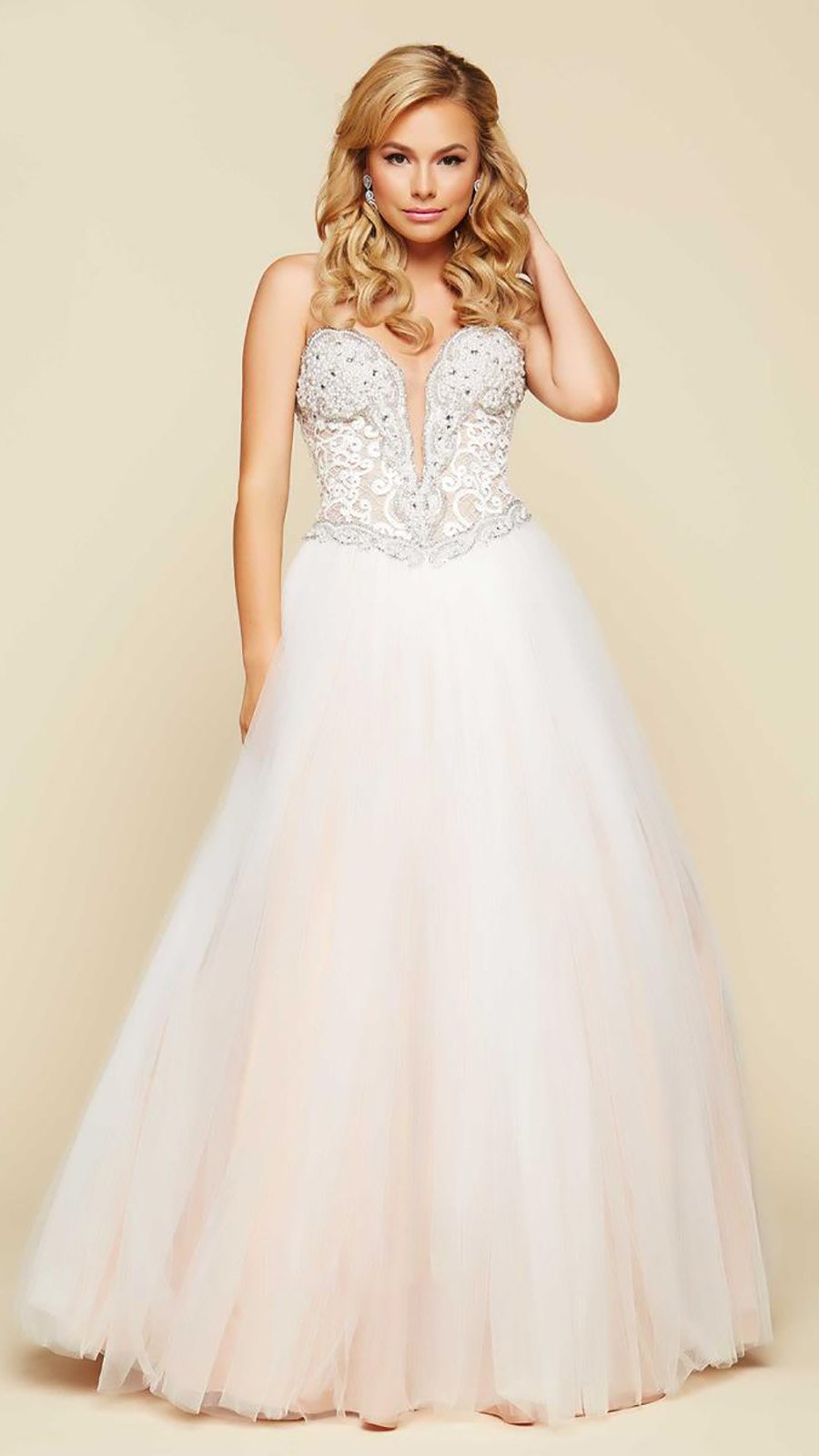 Mac Duggal Embellished Strapless Long Gown in Ivory/Nude 65357H - 1 pc Ivory/Nude in Size 10 Available