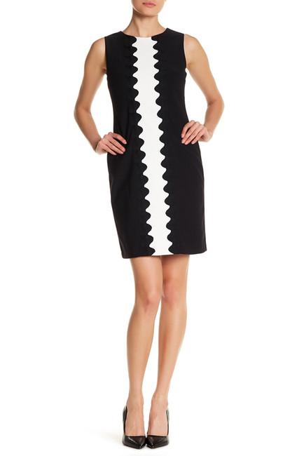 Taylor - Two Tone Jewel Neck Sheath Dress 8682M in Black and White